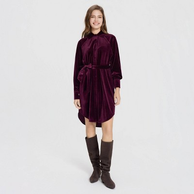 Women's Long Sleeve Velvet Midi Shirtdress - Universal Thread™
