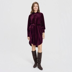 Women's Long Sleeve Velvet Midi Shirtdress - Universal Thread™ - 1 of 3