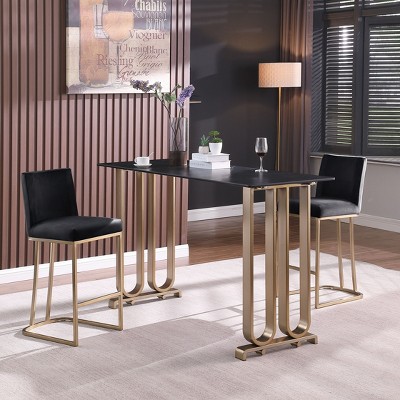 NicBex Set of 2 Bar Stools for Kitchen Island,Modern Velvet Counter Bar Stools with Metal Legs,Bar Chairs for Dining Rooms,Kitchens Islands