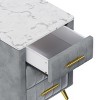 INFURNIC Nightstands Upholstered Wooden Nightstand with 3 Drawers Metal Legs and Handles Marbling Top for Bedroom, Grey, 16.3"*16.3"*21.8" - 2 of 4