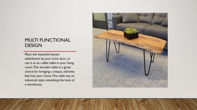 Seti Acacia Live Edge Rectangular Coffee Table in Elm and Gold