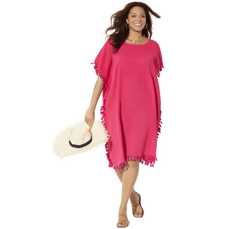 Swimsuits for All Women's Plus Size Everly Pom Pom Cover Up Tunic, 1 of 2