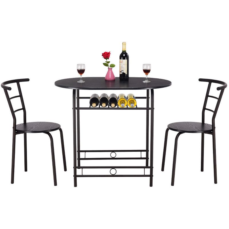 Tangkula 3 PCS Kitchen Dining Set Compact Bistro Pub 2 Chairs & Table, 5 of 6