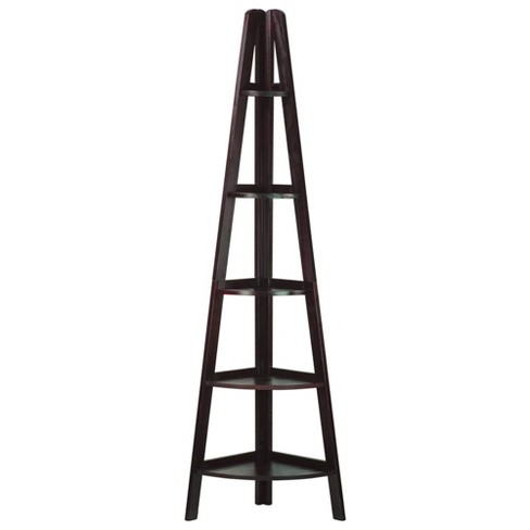 72 5 Shelf Corner Ladder Bookcase Brown Flora Home Target