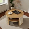 Mshliw 2-Tier Round Wood Coffee Table with Rattan Base, Boho Style Storage Display Table, Dining Table, Natural Timber Accent 31.3 Inch - 2 of 4