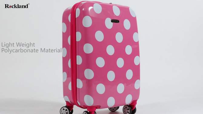 Rockland Reno Polycarbonate Hardside Carry On Spinner Suitcase, 2 of 7, play video
