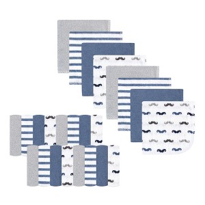 Luvable Friends Baby Boy Super Soft Bundle Washcloths, Mustaches, One Size - 1 of 1