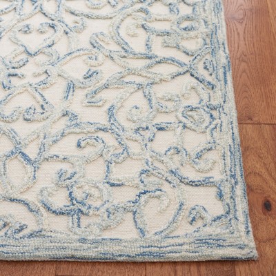 Ivory Floral Tufted Handmade Wool Square Rug