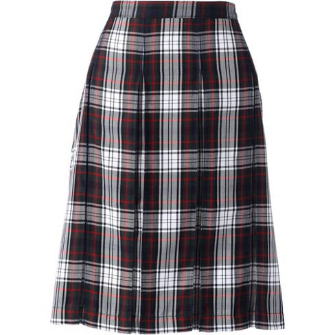 Lands' End School Uniform Women's Plaid Box Pleat Skirt Top Of The Knee ...