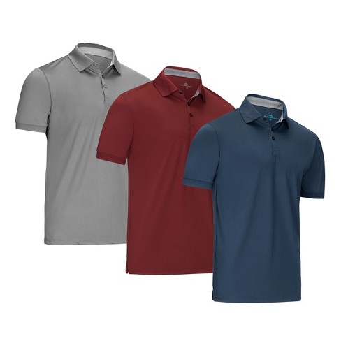 Mio Marino - Designer Golf Polo Shirt - 3 Pack - Dark Gray,burgundy ...