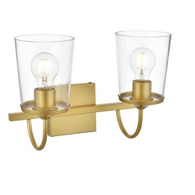Elegant Lighting Avani 2 light Brass and Clear Bath Sconce