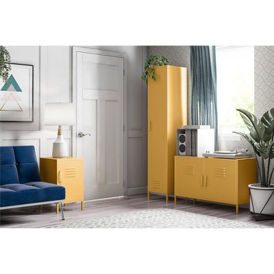 Novogratz Yellow Metal Locker End Table with Storage