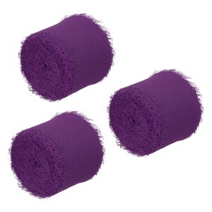 Unique Bargains DIY Crafts Party Gift Wrapping Fringe Chiffon Silk Ribbon 3 Rolls - 1 of 4