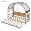 Twin Size Extended Bed With Arched Roof And Trundle, Trundle Beds Twin Size With Ground-Level Safety Design, Grounded Bed Modern-Cuddlewood - 4 of 4