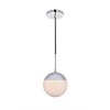 Elegant Lighting Eclipse 1 Light Chrome Pendant With Frosted White Glass - 3 of 4