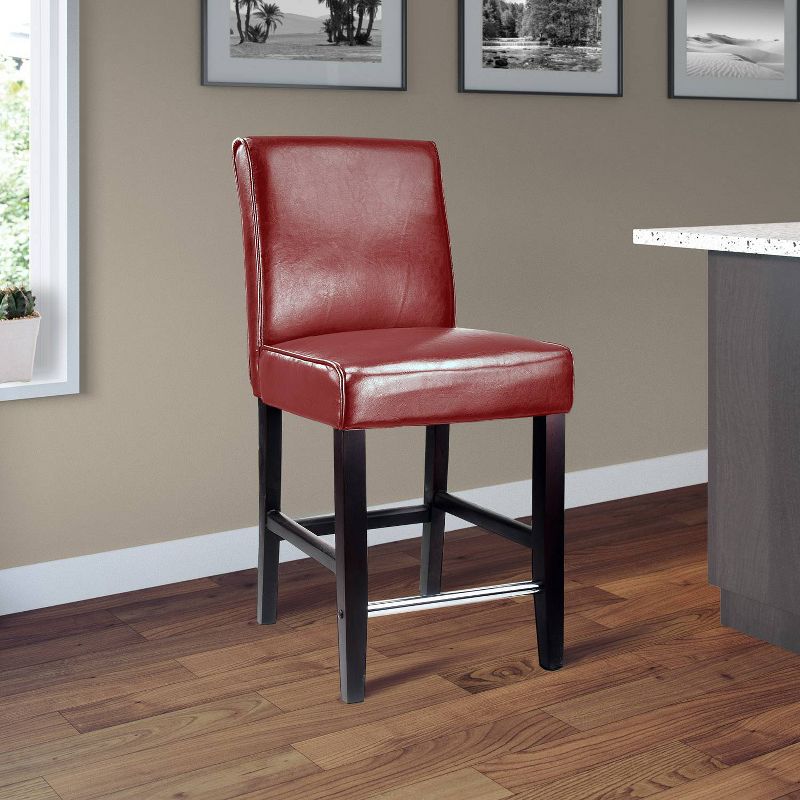 Antonio Counter Height Barstool with Bonded Leather Seat - CorLiving, 3 of 6