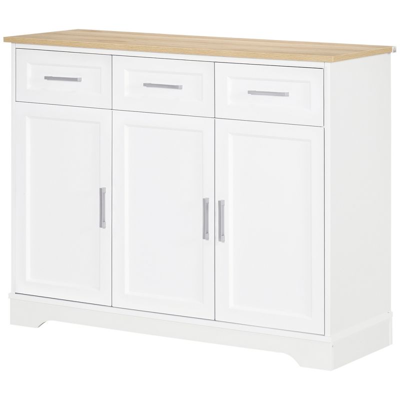 HOMCOM Modern Kitchen Sideboard Buffet Cabinet with Storage Versatility, 3 Drawers, Kitchen Island Dining Room Cabinet, Living Room Furniture, 4 of 7