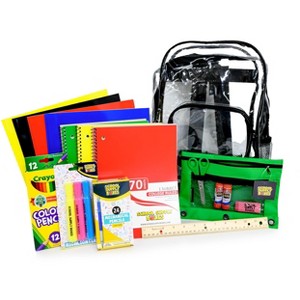 School Supply Boxes | 17" Backpack Kit for Middle School | Contains Mechanical Pencils, Colored Pencils, Glue, Notebooks, and More - 1 of 4