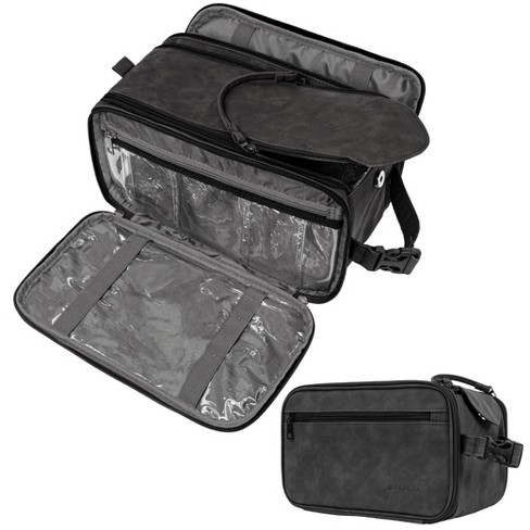 PAVILIA Men's Deluxe Dopp Kit Toiletry Bag Black / Large - 12.5 x 6 x 7 (LxWxH)