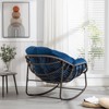 DSVIMOY Outdoor Rattan Rocking Chair, Padded Cushion Rocker Recliner Chair Outdoor for Front Porch, Living Room, Navy Blue, 43.7"*37.2"*31.5" - 4 of 4