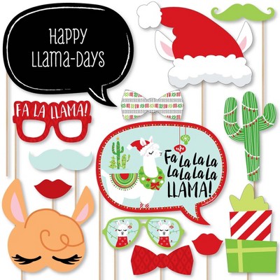 Big Dot of Happiness Fa La Llama - Christmas and Holiday Party Photo Booth Props Kit - 20 Count