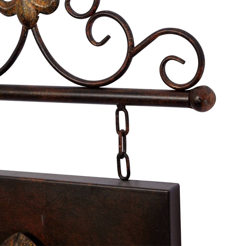 Metal Fleur De Lis Suspended Wall Decor with Scrollwork Hanger Bronze - Olivia &#38; May, 2 of 10
