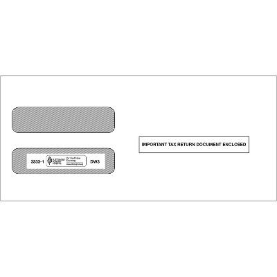 ComplyRight Moistenable Glue Security Tinted Double-Window Tax Envelopes 3 7/8" x 8.5" 50/Pack