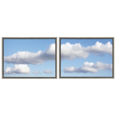 Kate and Laurel Sylvie Uplifting Clouds Framed Canvas by Stephanie Klatt, 2 Piece 18x24, Gray