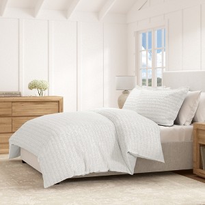 100% Cotton Textured Waffle Weave Duvet Cover & Sham Set - Great Bay Home - 1 of 4