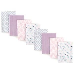 Hudson Baby Boys and Girls Cotton Poly Flannel Burp Cloths 8-Pack, One Size - 1 of 1