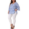 Agnes Orinda Women's Plus Size V Neck 3/4 Sleeve Boho Striped Peplum Babydoll Blouses - 2 of 4