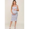 PinkBlush Light Blue Floral Smocked Fitted Maternity Dress - 4 of 4