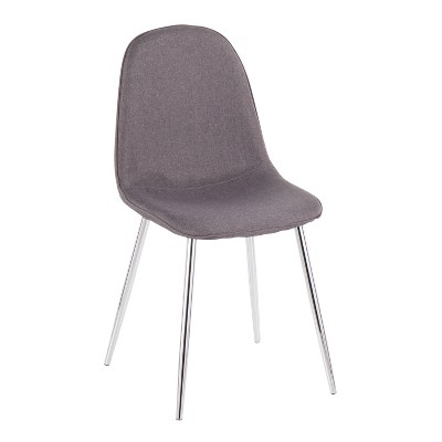 Set of 2 Charcoal Gray Velvet Upholstered Side Chairs with Metal Legs