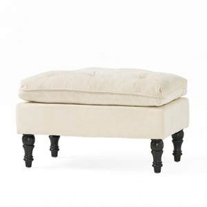 NicBex Modern 28.5" Rectangle Ottomans Wood Footstools with Button Tufted and Turned Legs for Bedroom and Living Room - 1 of 4