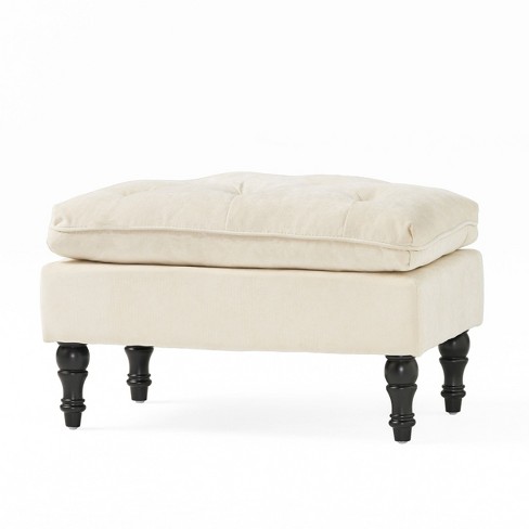 NicBex Modern 28.5" Rectangle Ottomans Wood Footstools with Button Tufted and Turned Legs for Bedroom and Living Room - image 1 of 4