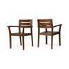 SKRAN Outdoor Acacia Dining Chairs, Weathered Wood Chairs, Set of 2, Slatted Seat and One Open Back for Kitchen Patio Backyard Deck - 4 of 4