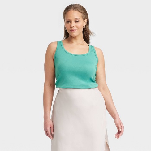 Women's Slim Fit Tank Top - A New Day™ Teal L : Target