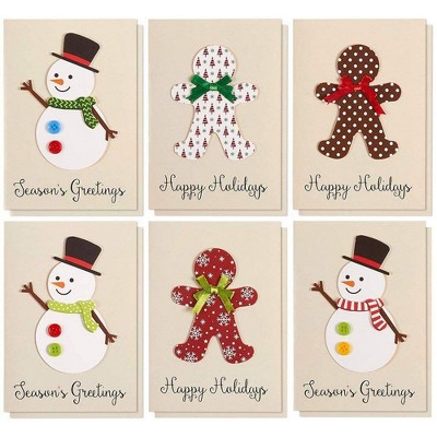 Best Paper Greetings 12 Pack Handmade Christmas Cards Assortment with Envelopes, 6 Designs, 5 x 7 In