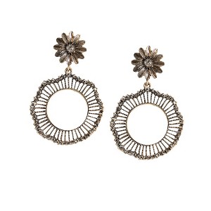 SOHI Women's Antique Silver Daisy Circular Swirl Drop Earrings - 1 of 4