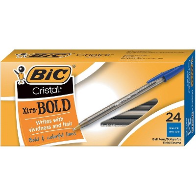 Bic Cristal Xtra Bold Stick Ballpoint Pen Bold 1.6mm Assorted Ink/barrel  24/pack Msbapp241ast : Target