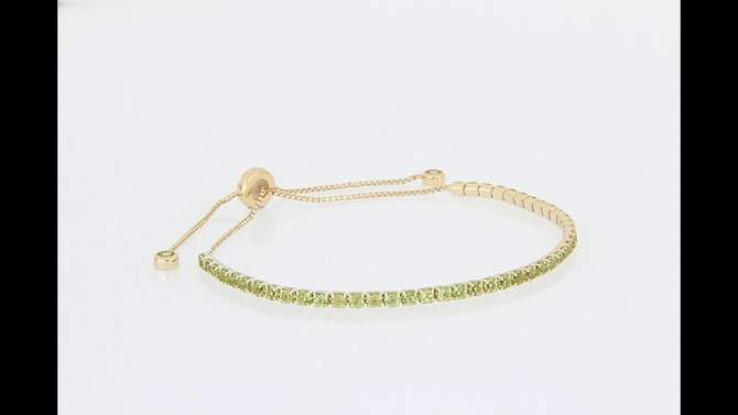 3 1/4 CT. T.W. Peridot Bolo Bracelet with Tassel in Yellow Plated Sterling Silver, 2 of 5, play video