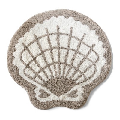 Cotton Tufted Coastal Printed Bath Rug Scallop Shell Grey Target