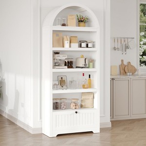 72" Tall Arched Pantry Cabinet with Drawer, 5-Tier Kitchen Pantry Cabinet, Wooden Storage Cabinet for Dining Room, Kitchen, Living Room - 1 of 4