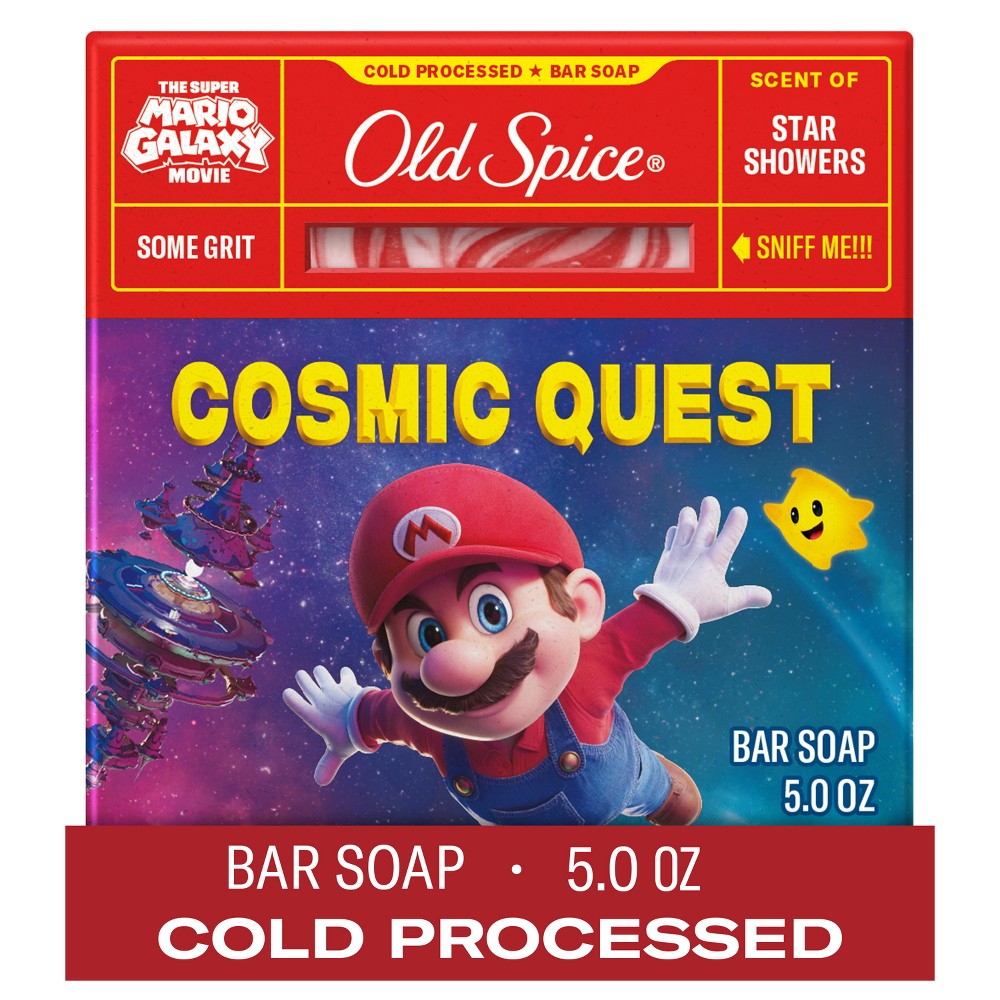 Photos - Soap / Hand Sanitiser Old Spice x The Super Mario Galaxy Men’s Some Grit Cosmic Quest Cold Processed Bar Soap - Scent of Star Showers - 5oz 