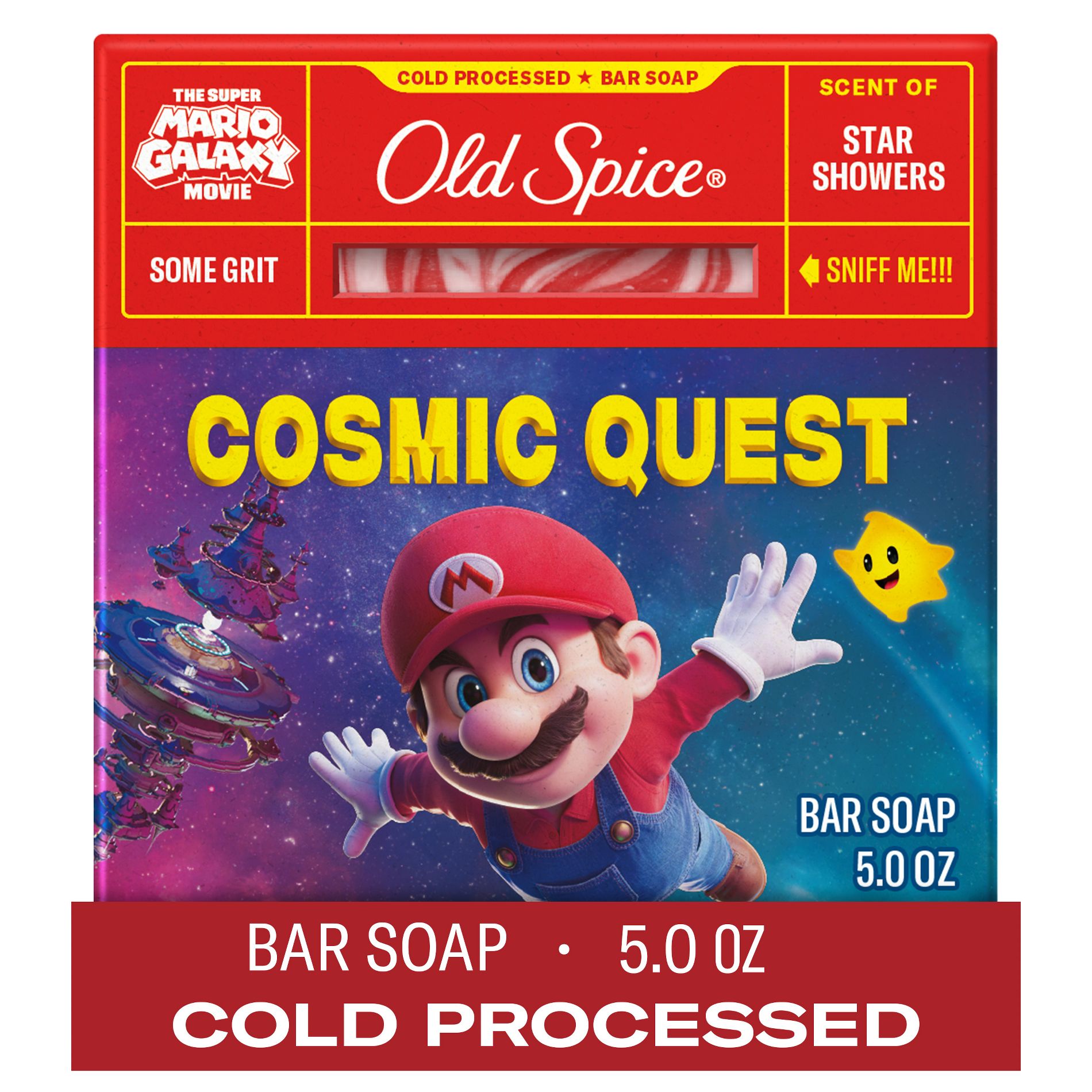 Old Spice x The Super Mario Galaxy Men’s Some Grit Cosmic Quest Cold Processed Bar Soap - Scent of Star Showers - 5oz