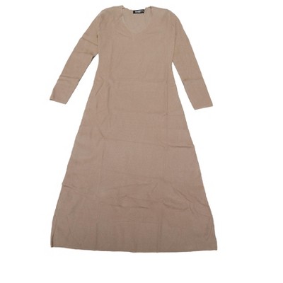 INSPIRE CHIC Women's V Neck Long Sleeve Ribbed Knit Midi Sweater Dresses