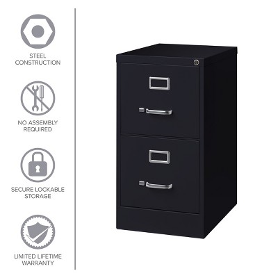 Black 2-Drawer Lockable Vertical File Cabinet