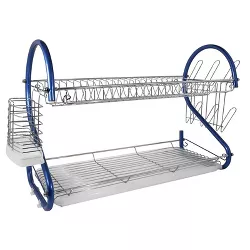 Better Chef DR-226B, 22-Inch, 2-Tier, Chrome Plated Dishrack in Blue