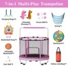 Hooseng 55" 7-in-1 Round Trampoline for Kids with Safety Enclosure Net, Indoor & Outdoor Toddler Trampoline with Adjustable Gymnastics Bar & Toys - 3 of 4