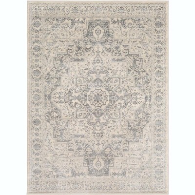 Mark & Day Troyes 6'7"x9'6" Rectangle Woven Indoor Area Rugs Medium Gray: Traditional Medallion, Stain-Resistant, Indoor Use